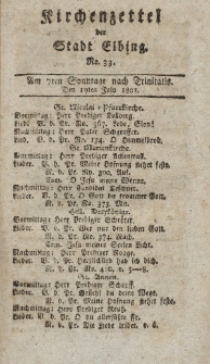 Kirchenzettel der Stadt Elbing, Nr. 33, 19 Juli 1801