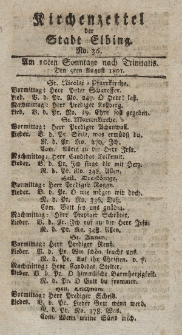 Kirchenzettel der Stadt Elbing, Nr. 36, 9 August 1801