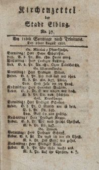 Kirchenzettel der Stadt Elbing, Nr. 37, 16 August 1801