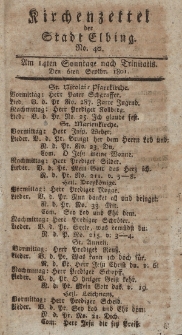 Kirchenzettel der Stadt Elbing, Nr. 40, 6 September 1801