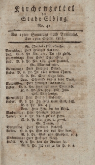 Kirchenzettel der Stadt Elbing, Nr. 41, 13 September 1801