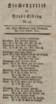 Kirchenzettel der Stadt Elbing, Nr. 43, 6 September 1801