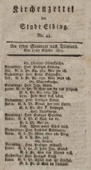 Kirchenzettel der Stadt Elbing, Nr. 43, 6 September 1801