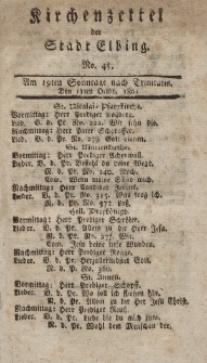 Kirchenzettel der Stadt Elbing, Nr. 45, 11 Oktober 1801