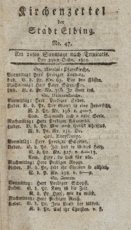 Kirchenzettel der Stadt Elbing, Nr. 47, 25 Oktober 1801