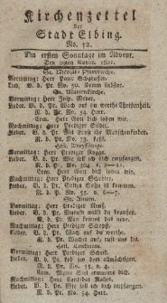 Kirchenzettel der Stadt Elbing, Nr. 52, 29 November 1801