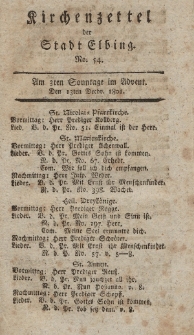 Kirchenzettel der Stadt Elbing, Nr. 54, 13 Dezember 1801