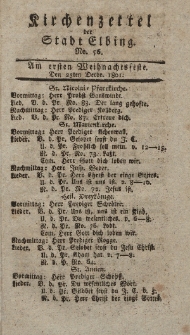 Kirchenzettel der Stadt Elbing, Nr. 56, 25 Dezember 1801