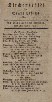 Kirchenzettel der Stadt Elbing, Nr. 2, 3 Januar 1802