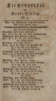 Kirchenzettel der Stadt Elbing, Nr. 3, 10 Januar 1802