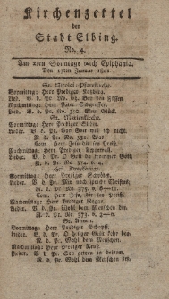 Kirchenzettel der Stadt Elbing, Nr. 4, 17 Januar 1802