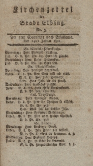 Kirchenzettel der Stadt Elbing, Nr. 5, 24 Januar 1802