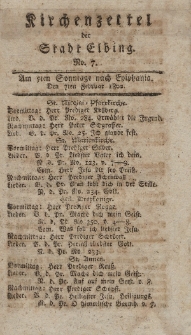 Kirchenzettel der Stadt Elbing, Nr. 7, 7 Februar 1802