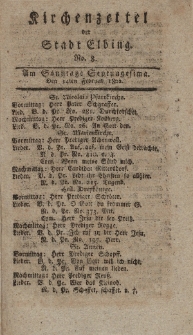Kirchenzettel der Stadt Elbing, Nr. 8, 14 Februar 1802