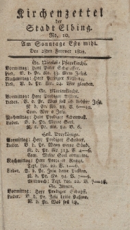 Kirchenzettel der Stadt Elbing, Nr. 10, 28 Februar 1802