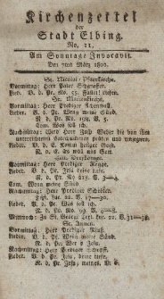 Kirchenzettel der Stadt Elbing, Nr. 11, 7 März 1802