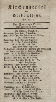 Kirchenzettel der Stadt Elbing, Nr. 13, 21 März 1802
