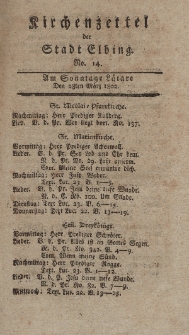 Kirchenzettel der Stadt Elbing, Nr. 14, 28 März 1802
