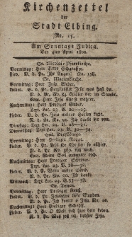 Kirchenzettel der Stadt Elbing, Nr. 15, 4 April 1802