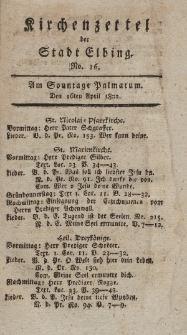 Kirchenzettel der Stadt Elbing, Nr. 16, 16 April 1802