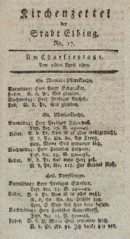 Kirchenzettel der Stadt Elbing, Nr. 17, 16 April 1802