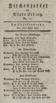 Kirchenzettel der Stadt Elbing, Nr. 17, 16 April 1802