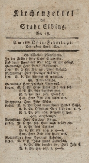 Kirchenzettel der Stadt Elbing, Nr. 18, 18 April 1802