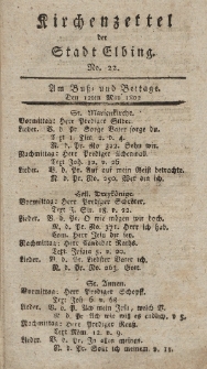 Kirchenzettel der Stadt Elbing, Nr. 22, 12 Mai 1802