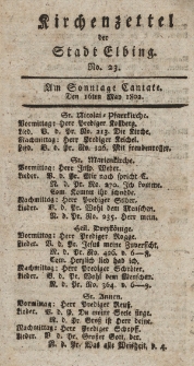 Kirchenzettel der Stadt Elbing, Nr. 23, 16 Mai 1802