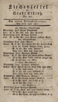 Kirchenzettel der Stadt Elbing, Nr. 27, 6 Juni 1802