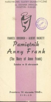 Pamiętnik Anny Frank (The Diary of Anne Frank) - program teatralny