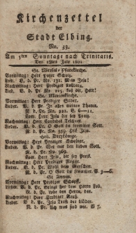 Kirchenzettel der Stadt Elbing, Nr. 33, 18 Juli 1802