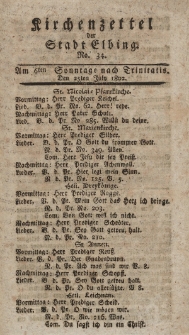 Kirchenzettel der Stadt Elbing, Nr. 34, 25 Juli 1802
