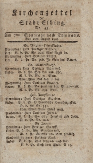 Kirchenzettel der Stadt Elbing, Nr. 35, 1 August 1802
