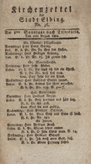 Kirchenzettel der Stadt Elbing, Nr. 36, 8 August 1802