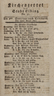 Kirchenzettel der Stadt Elbing, Nr. 37, 15 August 1802