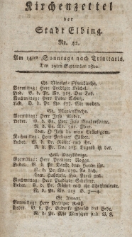 Kirchenzettel der Stadt Elbing, Nr. 42, 19 September 1802