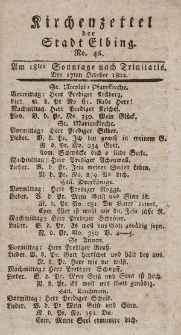 Kirchenzettel der Stadt Elbing, Nr. 46, 17 Oktober 1802