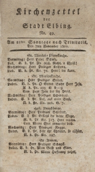 Kirchenzettel der Stadt Elbing, Nr. 49, 7 November 1802