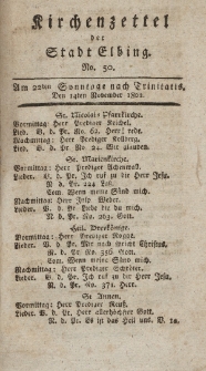Kirchenzettel der Stadt Elbing, Nr. 50, 14 November 1802