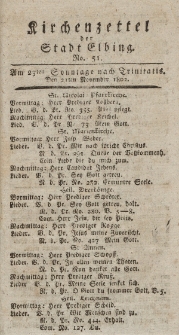 Kirchenzettel der Stadt Elbing, Nr. 51, 21 November 1802