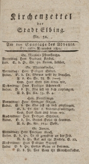 Kirchenzettel der Stadt Elbing, Nr. 52, 28 November 1802