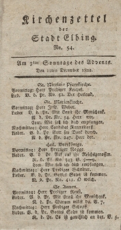 Kirchenzettel der Stadt Elbing, Nr. 54, 12 Dezember 1802