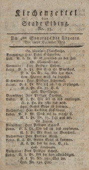 Kirchenzettel der Stadt Elbing, Nr. 55, 19 Dezember 1802