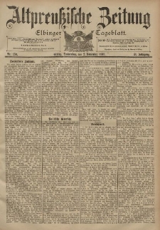 Altpreussische Zeitung, Nr. 258 Donnerstag 2 November 1899, 51. Jahrgang