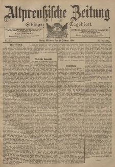 Altpreussische Zeitung, Nr. 37 Mittwoch 14 Februar 1900, 52. Jahrgang