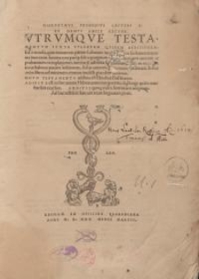 …utrumque Testamentum iuxta vulgatam quizem aeditionem… Novo Testamento additus est elenchus Eusebianus. Adiecta est... vocorum Hebraicarum interpretatio