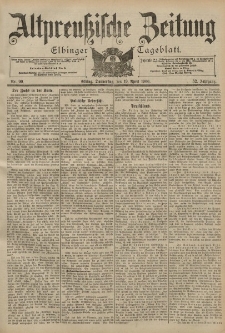 Altpreussische Zeitung, Nr. 90 Donnerstag 19 April 1900, 52. Jahrgang