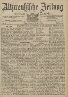 Altpreussische Zeitung, Nr. 91 Freitag 20 April 1900, 52. Jahrgang