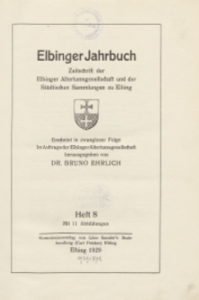 Elbinger Jahrbuch, 1929, H. 8